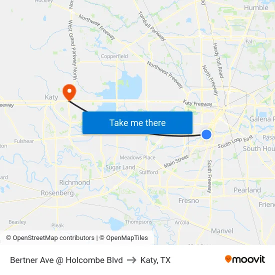 Bertner Ave @ Holcombe Blvd to Katy, TX map