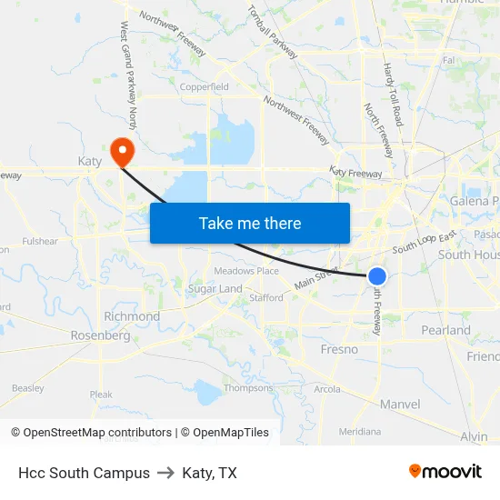Hcc South Campus to Katy, TX map