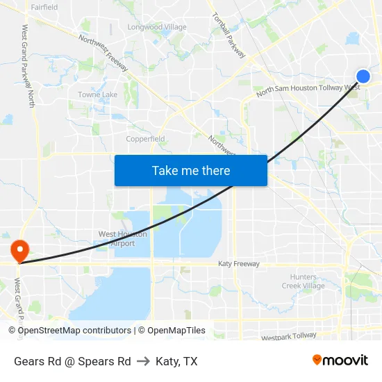 Gears Rd @ Spears Rd to Katy, TX map
