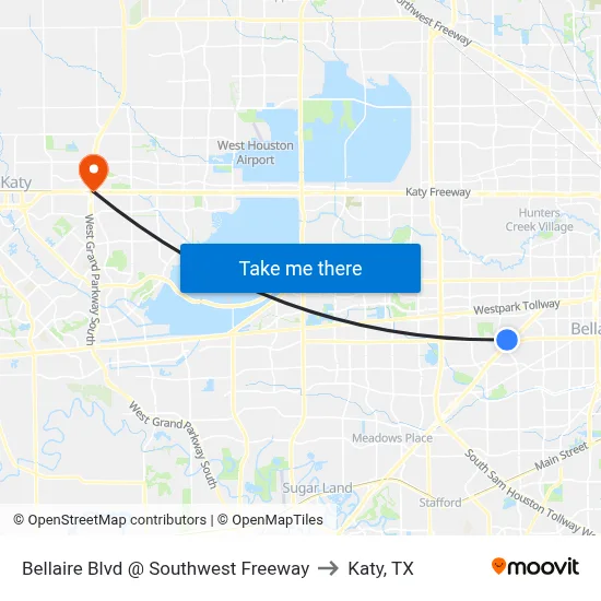 Bellaire Blvd @ Southwest Freeway to Katy, TX map