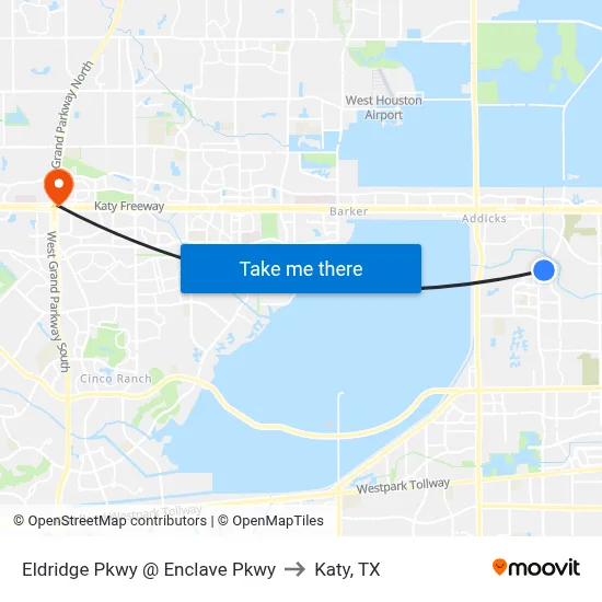 Eldridge Pkwy @ Enclave Pkwy to Katy, TX map