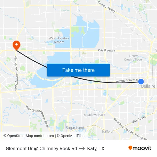 Glenmont Dr @ Chimney Rock Rd to Katy, TX map