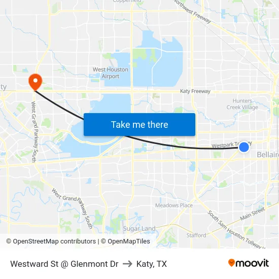 Westward St @ Glenmont Dr to Katy, TX map
