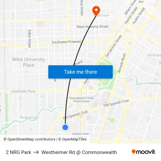 2 NRG Park to Westheimer Rd @ Commonwealth map