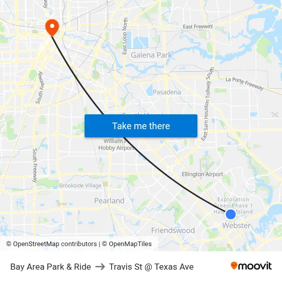 Bay Area Park & Ride to Travis St @ Texas Ave map