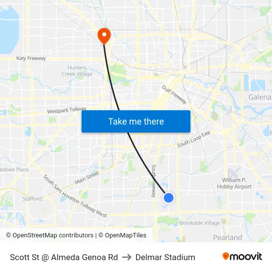 Scott St @ Almeda Genoa Rd to Delmar Stadium map