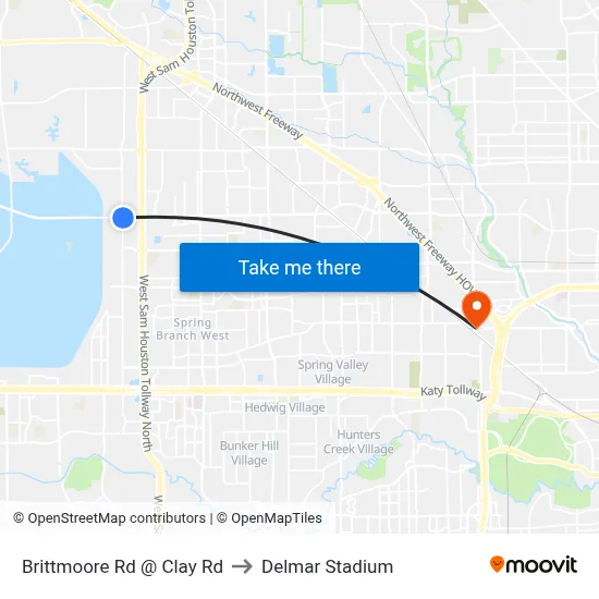Brittmoore Rd @ Clay Rd to Delmar Stadium map