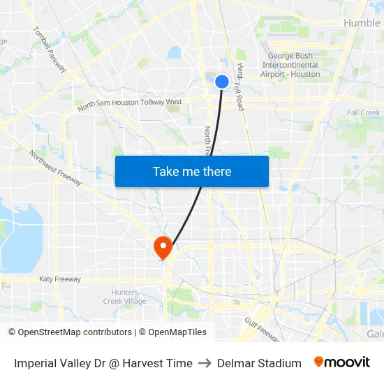 Imperial Valley Dr @ Harvest Time to Delmar Stadium map