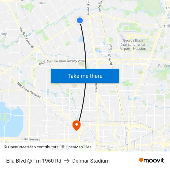 Ella Blvd @ Fm 1960 Rd to Delmar Stadium map