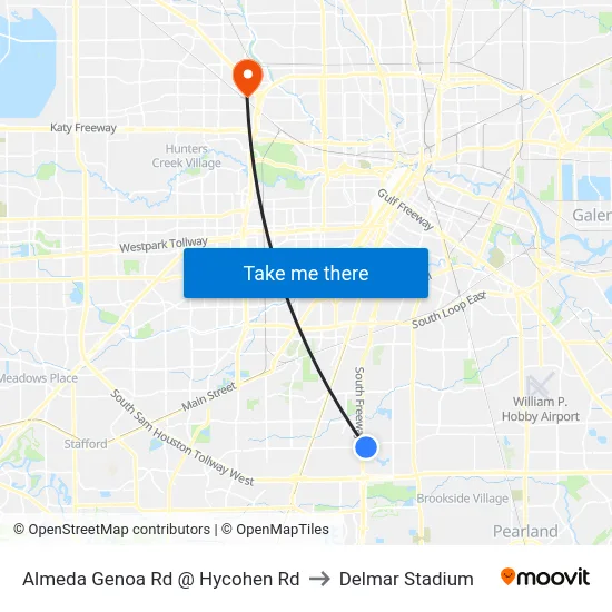 Almeda Genoa Rd @ Hycohen Rd to Delmar Stadium map