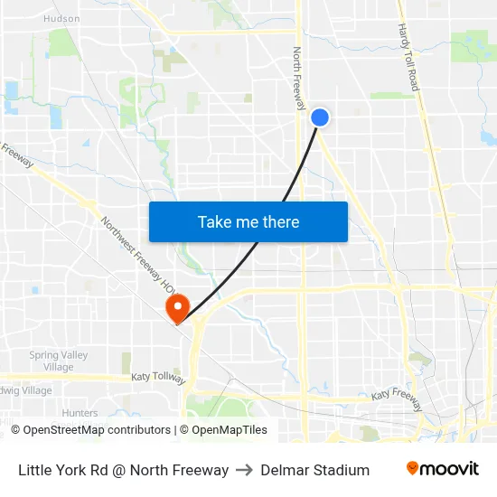 Little York Rd @ North Freeway to Delmar Stadium map