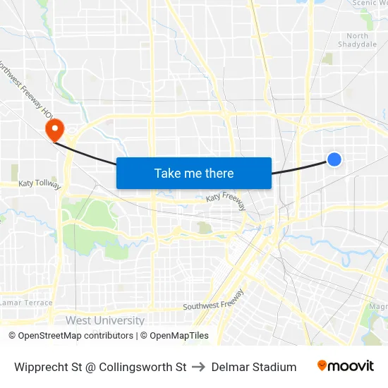Wipprecht St @ Collingsworth St to Delmar Stadium map