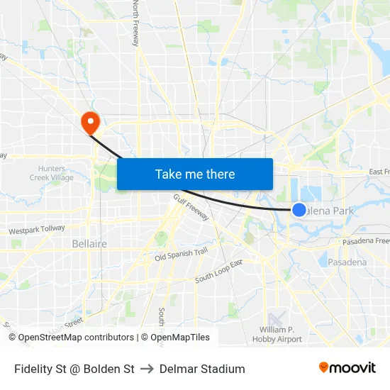 Fidelity St @ Bolden St to Delmar Stadium map