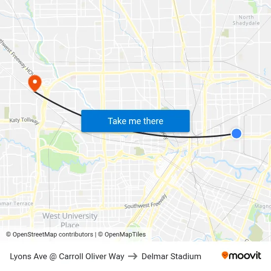 Lyons Ave @ Carroll Oliver Way to Delmar Stadium map