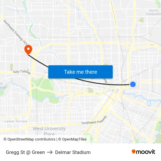 Gregg St @ Green to Delmar Stadium map