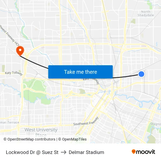 Lockwood Dr @ Suez St to Delmar Stadium map