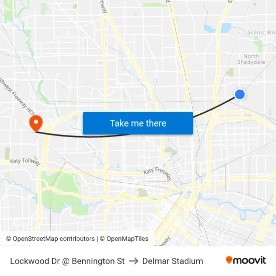 Lockwood Dr @ Bennington St to Delmar Stadium map