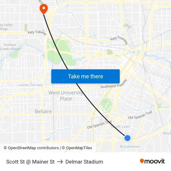 Scott St @ Mainer St to Delmar Stadium map