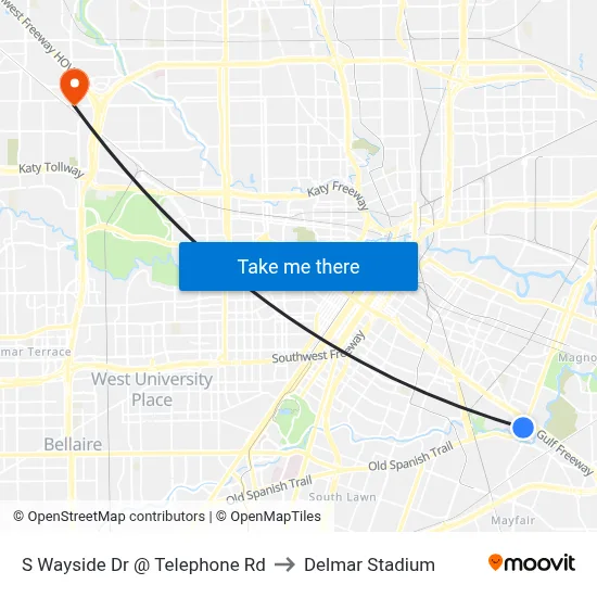 S Wayside Dr @ Telephone Rd to Delmar Stadium map