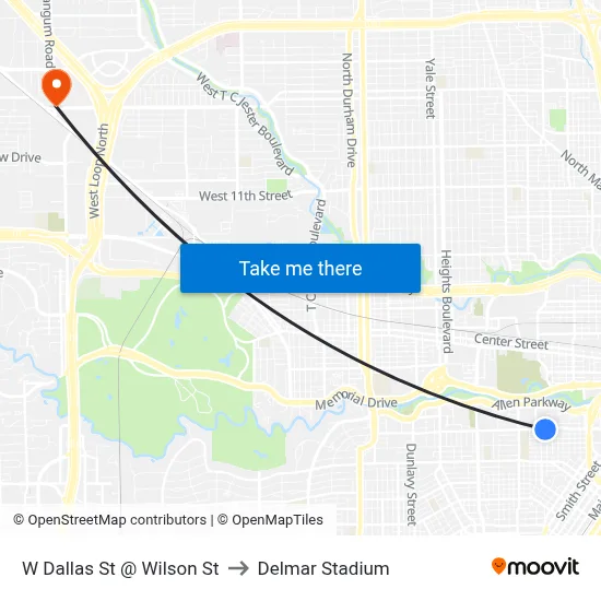 W Dallas St @ Wilson St to Delmar Stadium map