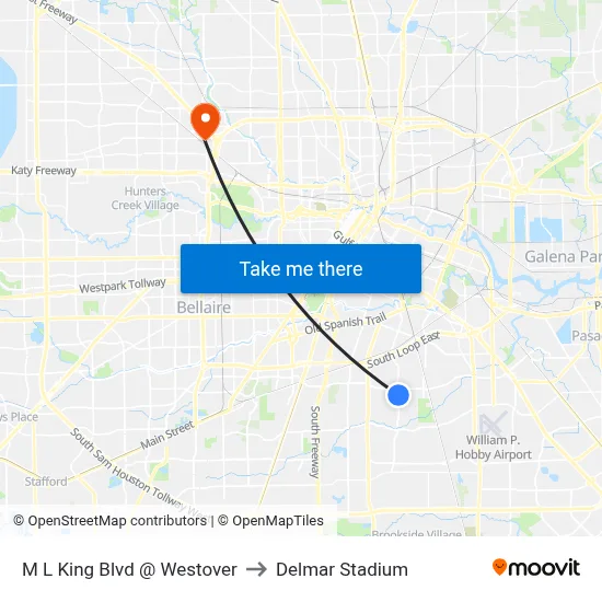 M L King Blvd @ Westover to Delmar Stadium map
