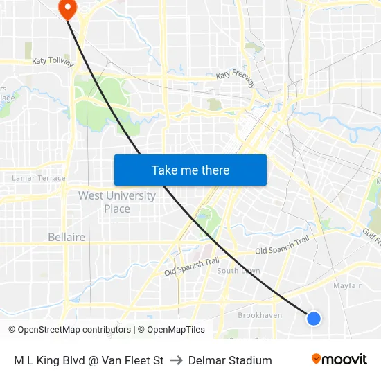 M L King Blvd @ Van Fleet St to Delmar Stadium map