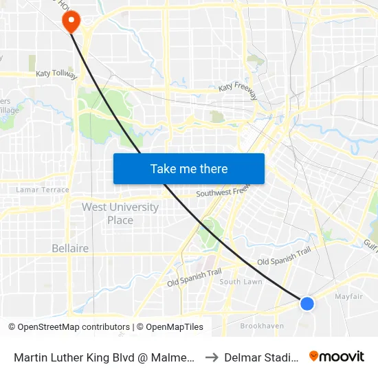Martin Luther King Blvd @ Malmedy R to Delmar Stadium map