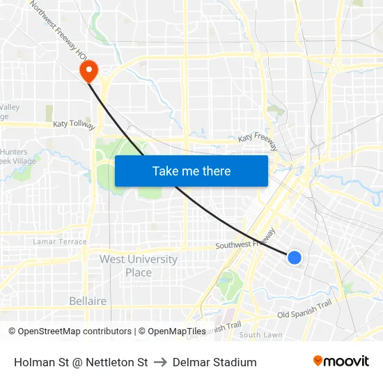 Holman St @ Nettleton St to Delmar Stadium map