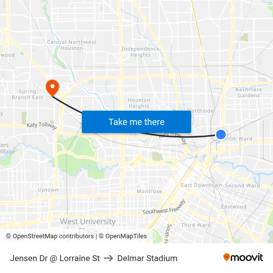 Jensen Dr @ Lorraine St to Delmar Stadium map