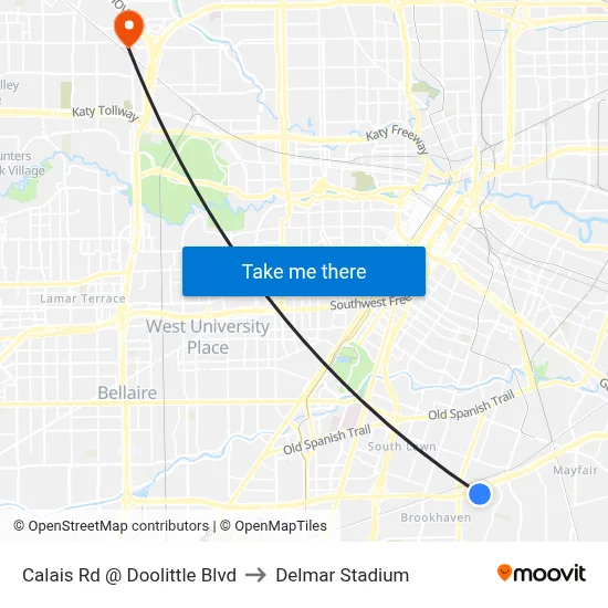 Calais Rd @ Doolittle Blvd to Delmar Stadium map