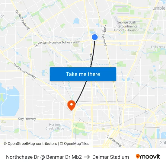 Northchase Dr @ Benmar Dr Mb2 to Delmar Stadium map