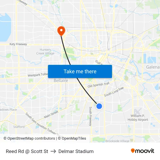 Reed Rd @ Scott St to Delmar Stadium map