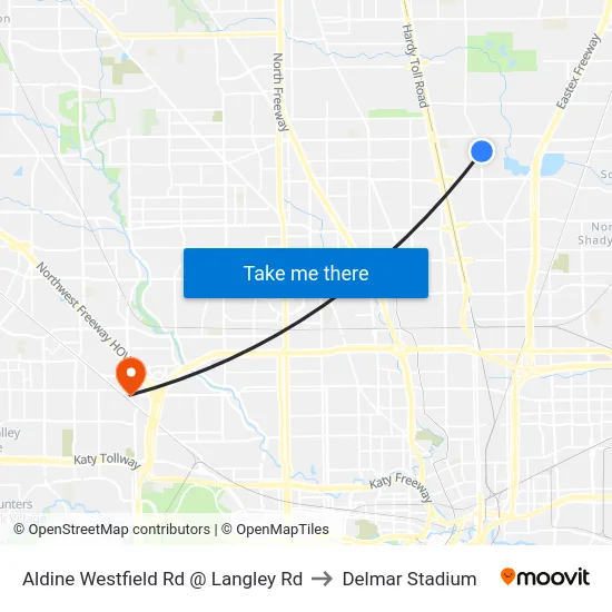 Aldine Westfield Rd @ Langley Rd to Delmar Stadium map