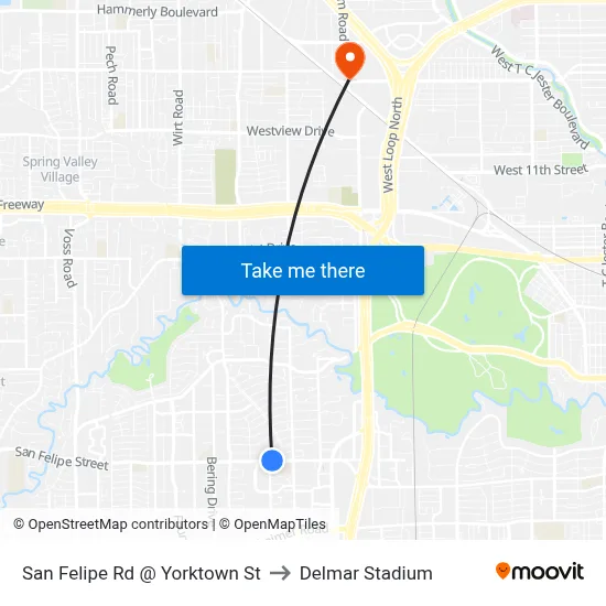 San Felipe Rd @ Yorktown St to Delmar Stadium map