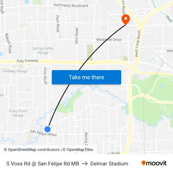 S Voss Rd @ San Felipe Rd MB to Delmar Stadium map