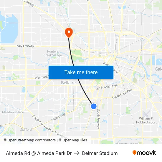 Almeda Rd @ Almeda Park Dr to Delmar Stadium map