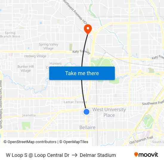 W Loop S @ Loop Central Dr to Delmar Stadium map