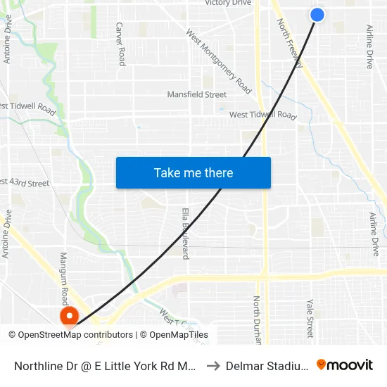 Northline Dr @ E Little York Rd Mb1 to Delmar Stadium map