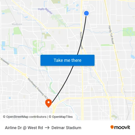 Airline Dr @ West Rd to Delmar Stadium map
