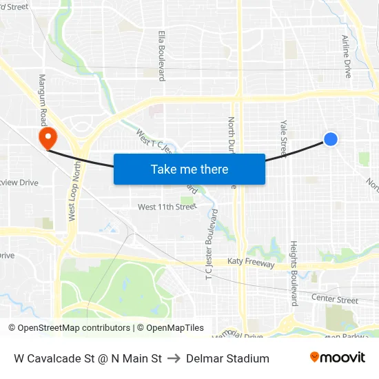 W Cavalcade St @ N Main St to Delmar Stadium map