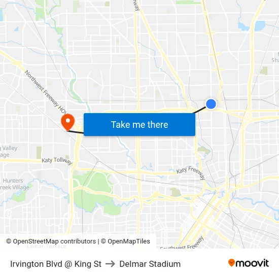 Irvington Blvd @ King St to Delmar Stadium map