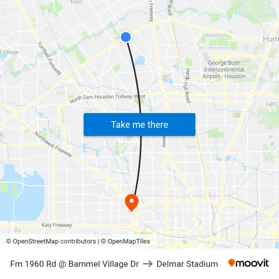 Fm 1960 Rd @ Bammel Village Dr to Delmar Stadium map
