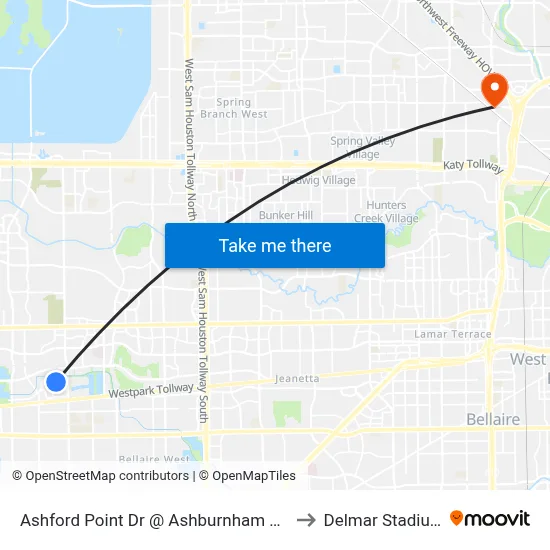 Ashford Point Dr @ Ashburnham MB to Delmar Stadium map