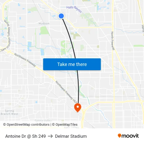 Antoine Dr @ Sh 249 to Delmar Stadium map