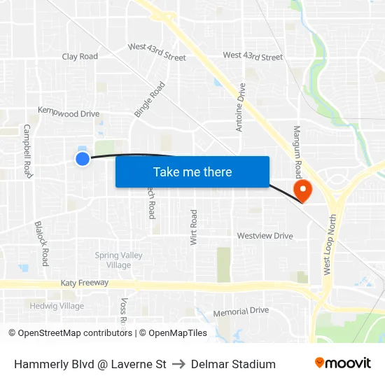 Hammerly Blvd @ Laverne St to Delmar Stadium map