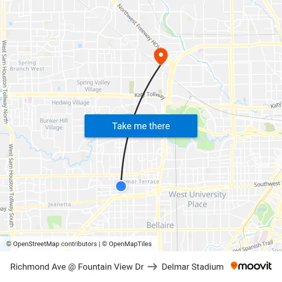 Richmond Ave @ Fountain View Dr to Delmar Stadium map