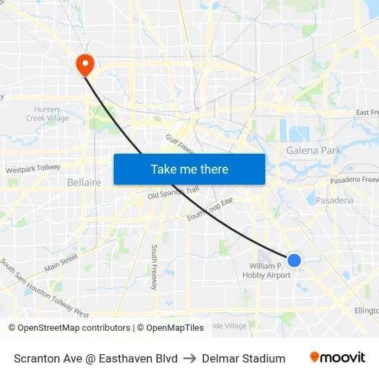 Scranton Ave @ Easthaven Blvd to Delmar Stadium map