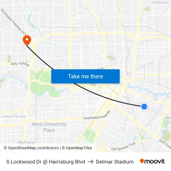 S Lockwood Dr @ Harrisburg Blvd to Delmar Stadium map