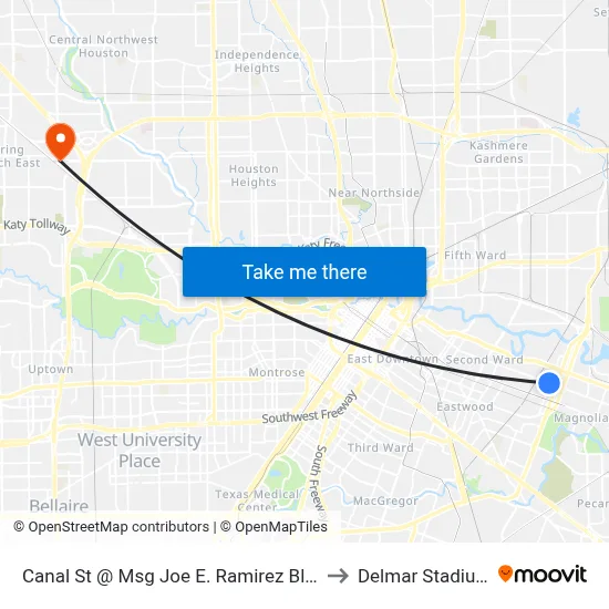 Canal St @ Msg Joe E. Ramirez Blvd to Delmar Stadium map
