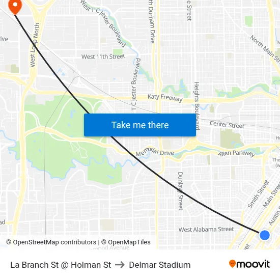 La Branch St @ Holman St to Delmar Stadium map